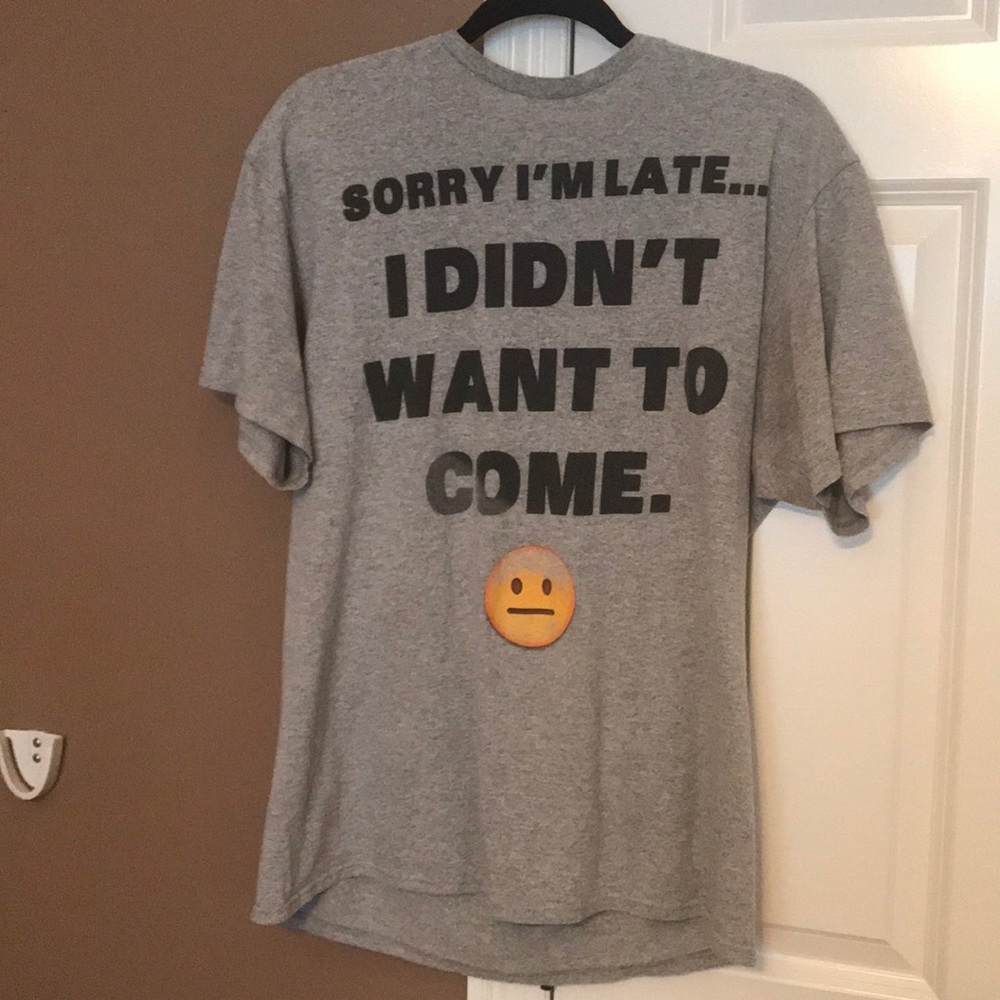 A grey graphic t-shirt